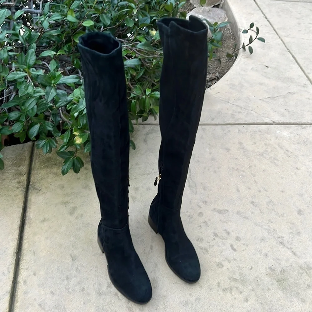 Tory Burch Thea Black Suede Over the Knee Boots Women's Size 7 New w/o box!